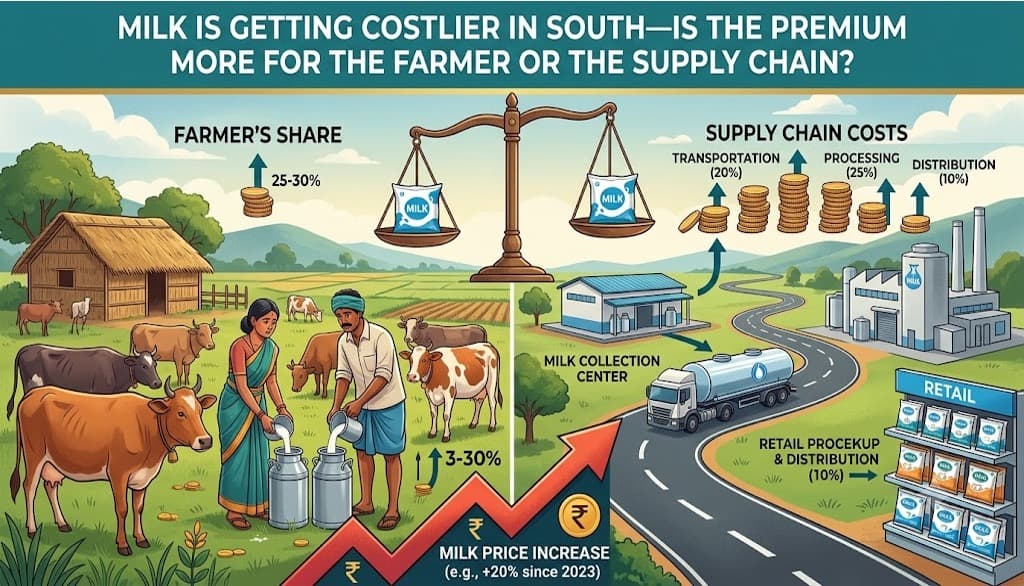 Milk Is Getting Costlier in South—Is the premium more for the Farmer or the Supply Chain?