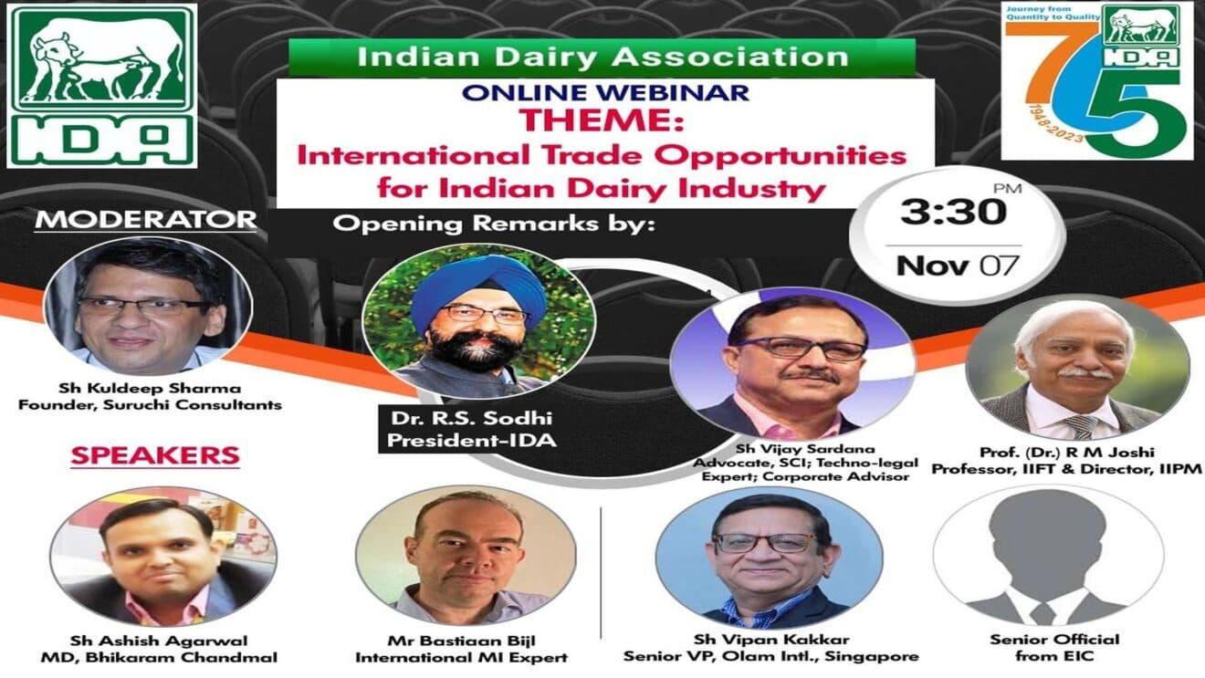 International Trade opportunities for Indian Dairy -IDA Webinar