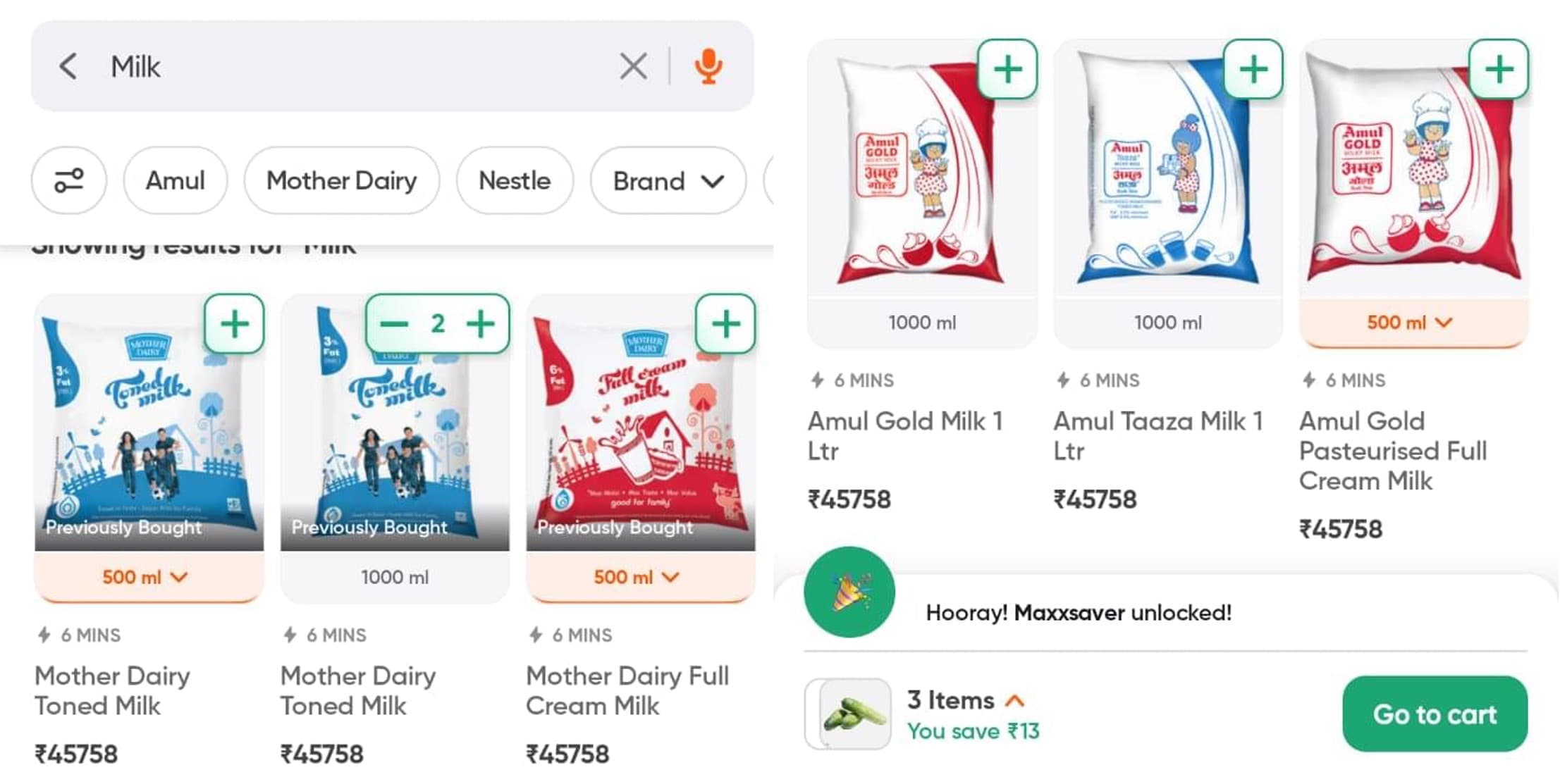 1 Litre Milk, Just For Rs 45,758 on Swiggy Instamart