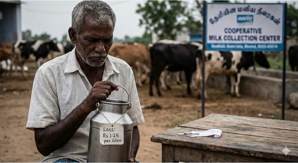 Losing Rs 1.25 per liter of milk supplied to Aavin-Farmers